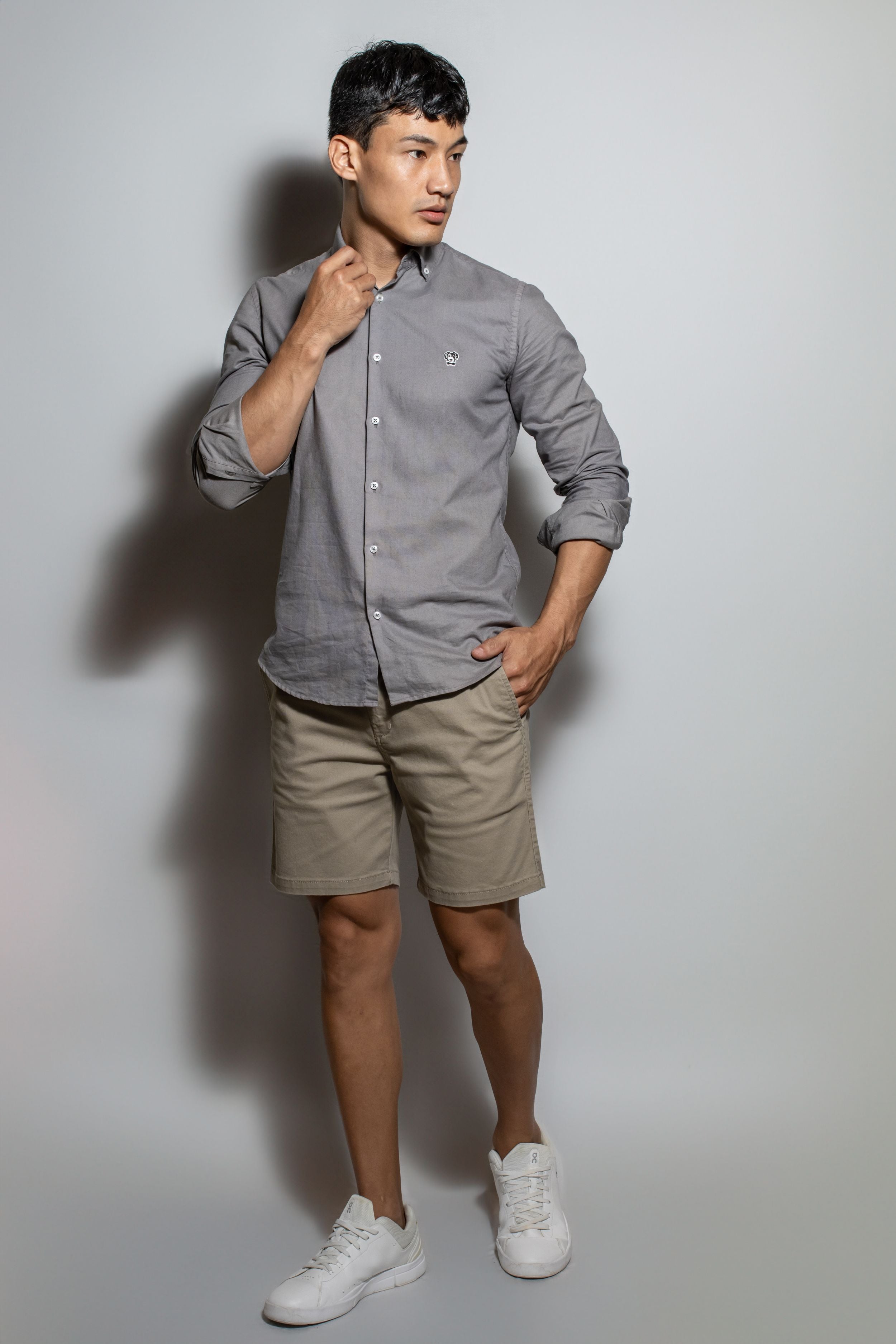 Camisa Antimanchas Popelina Gris Oscuro - Talla Slim