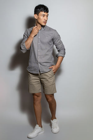 Camisa Antimanchas Popelina Gris Oscuro - Talla Slim