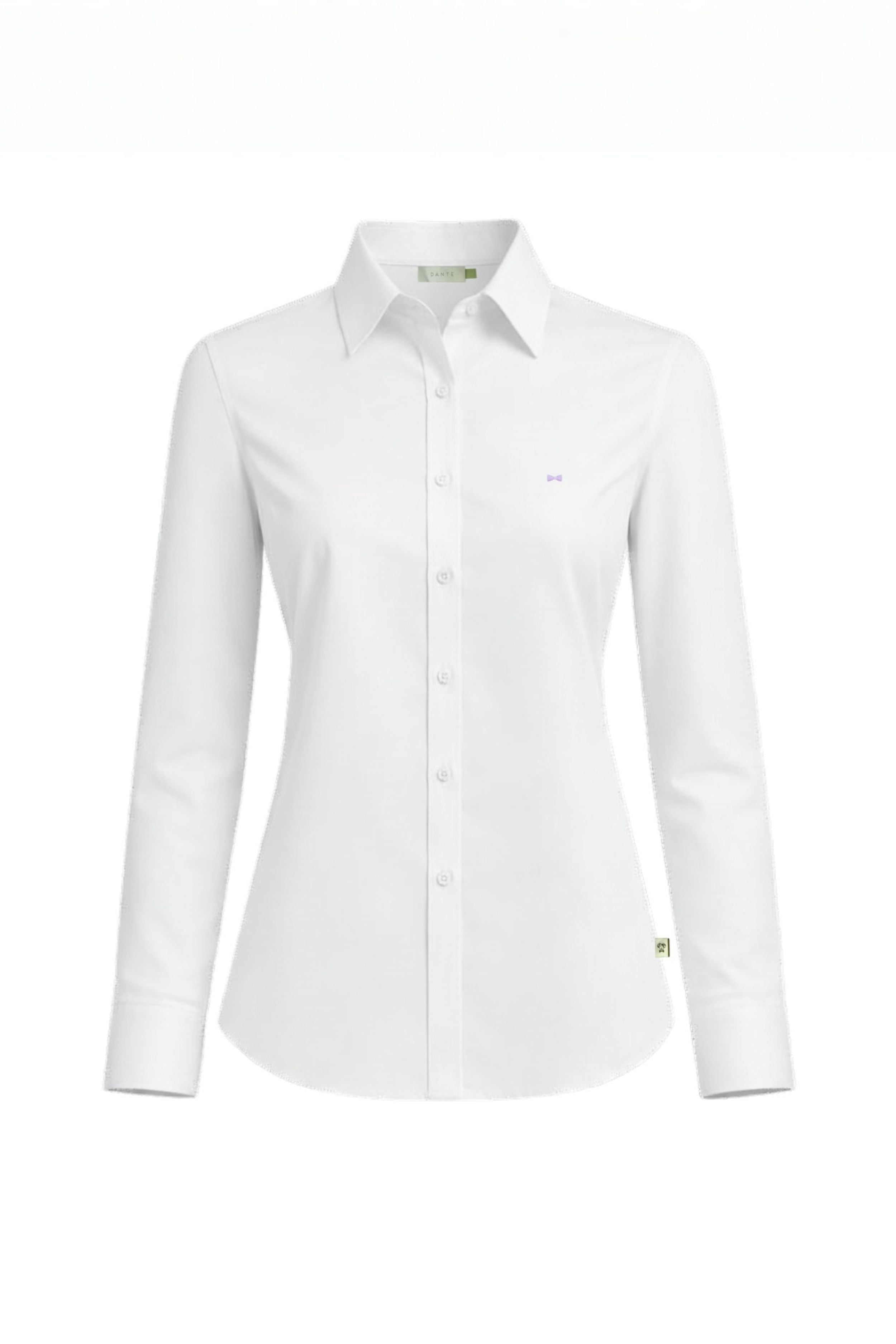 Camisa Antimanchas de Mujer Blanca Logo Lila
