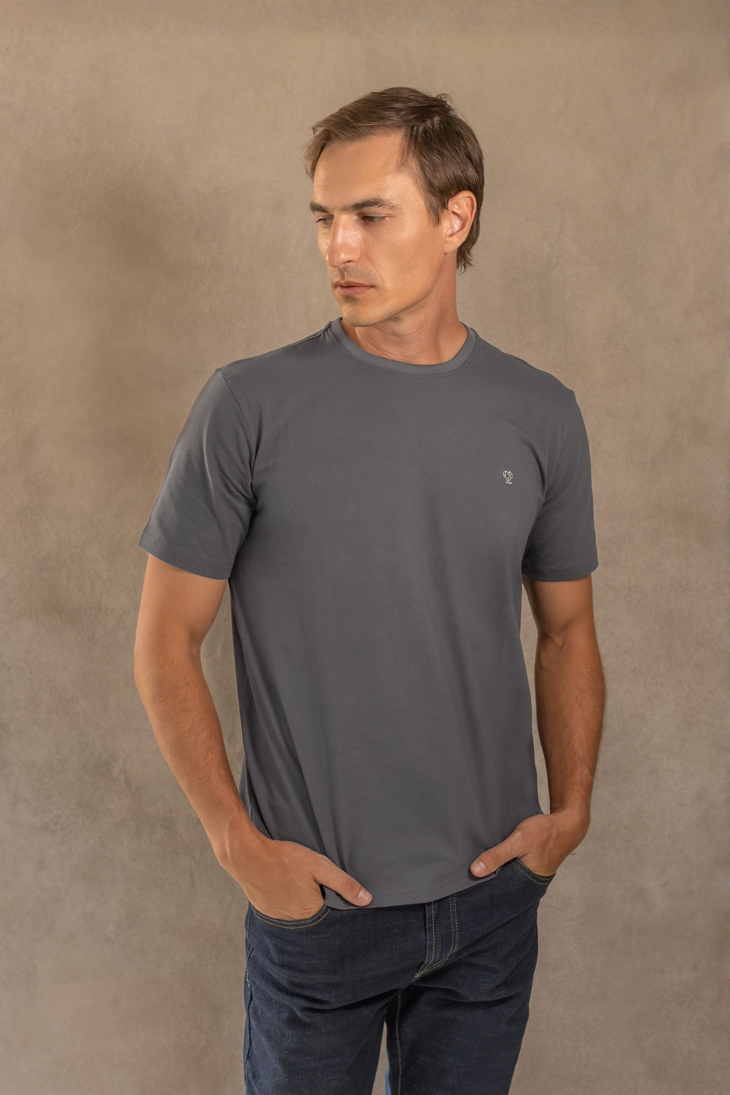 Camiseta Antimanchas Gris Oscuro - Talla Regular