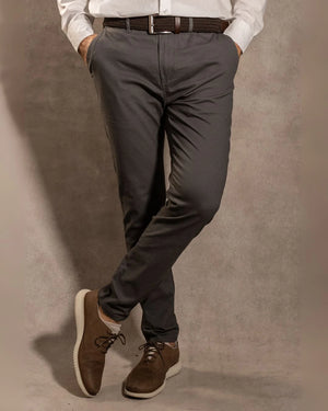 Pantalon Elastico Gris Oscuro - Talla Regular