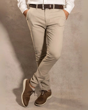 Pantalon Elastico Taupe  - Talla Regular
