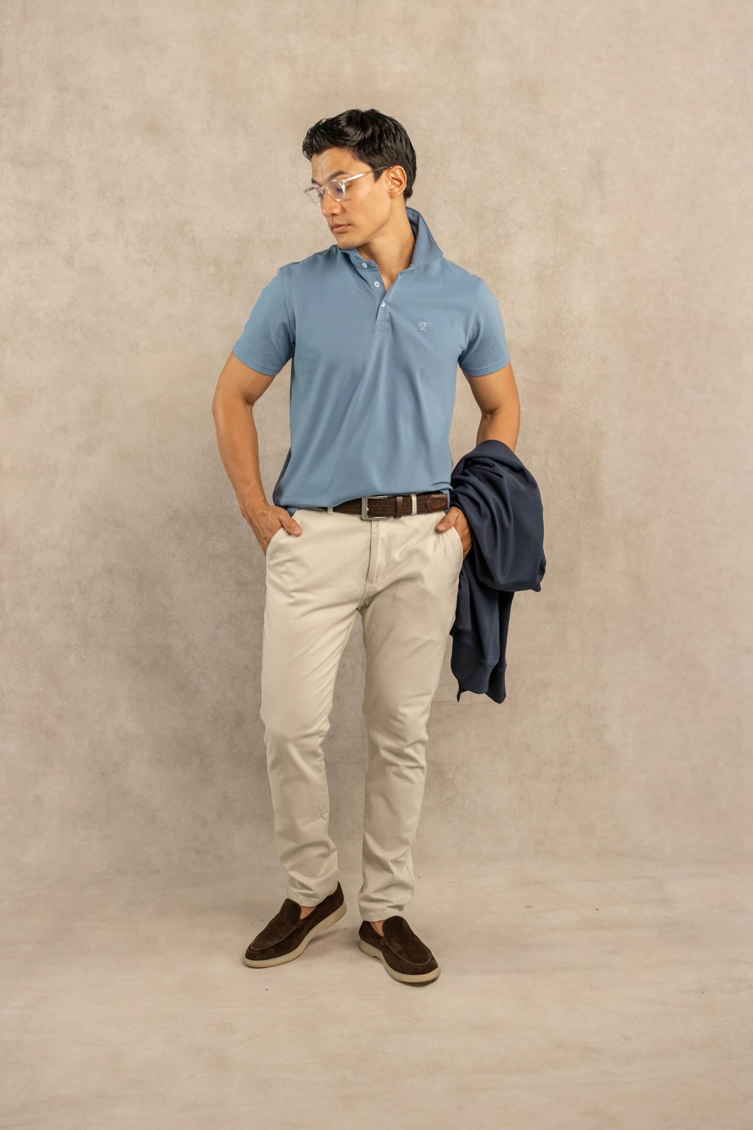 Polo Antimanchas Azul Chino