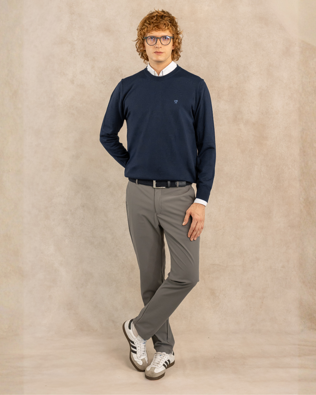 Sueter Merino Antiarrugas Azul Oscuro