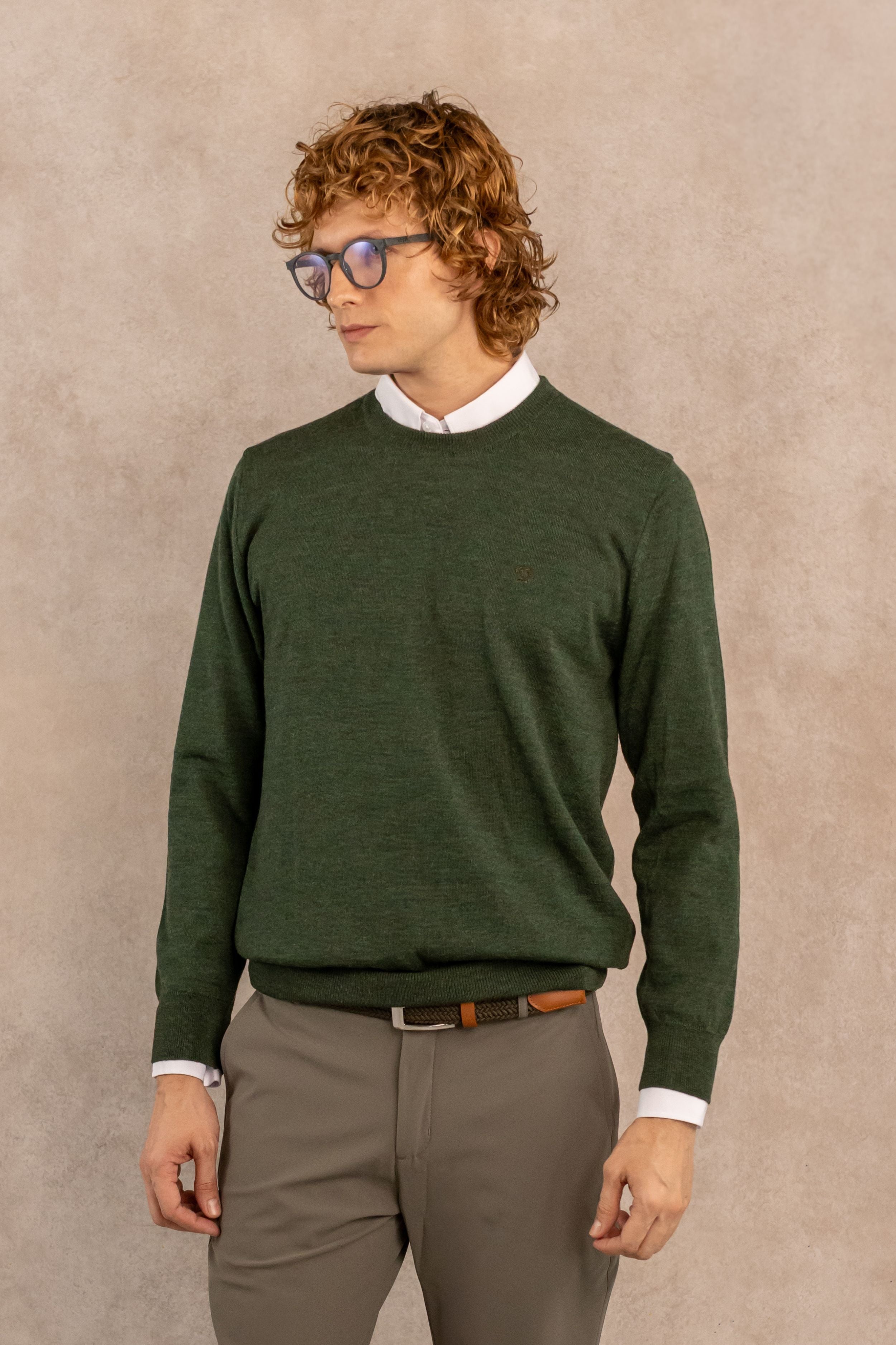 Sueter Merino Antiarrugas Verde Militar